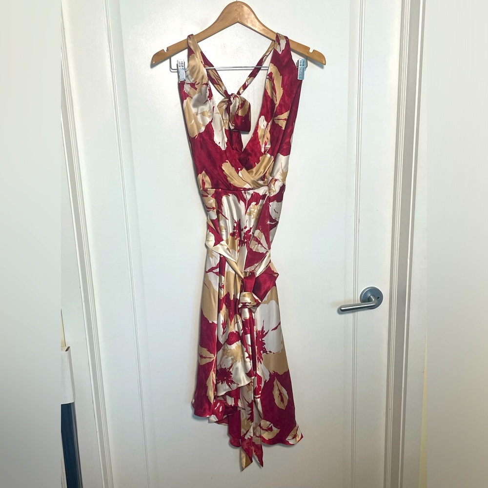 Silk wrap dress with halter tie